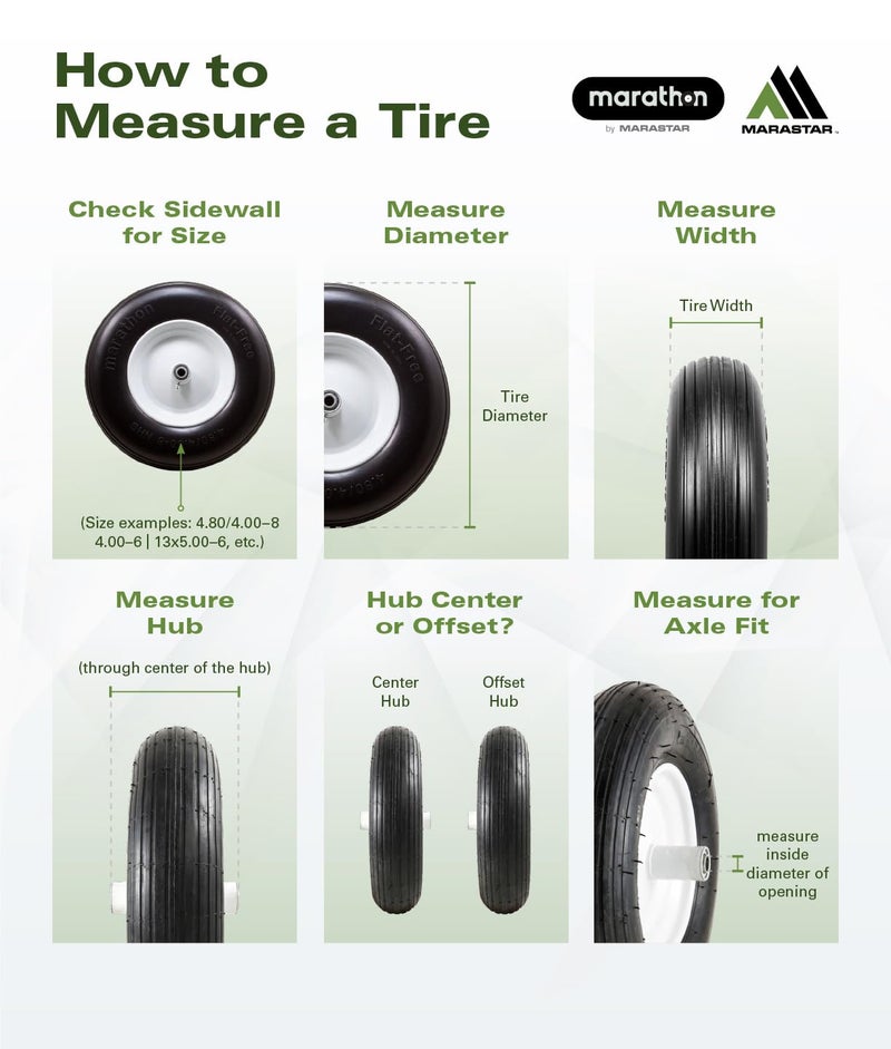 Marathon إطار ماراثون 4.10/3.50-4" خالي من الهواء، متعدد الاستخدامات على العجلة، محور مركزي 4"، محامل 3/4" - Image 5
